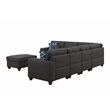 Devion Furniture 7-Piece Upholstered Fabric Sectional with Ottoman in Gray