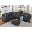 Devion Furniture 7-Piece Upholstered Fabric Sectional with Ottoman in Gray