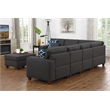 Devion Furniture 7-Piece Upholstered Fabric Sectional with Ottoman in Gray