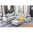 Devion Furniture 7-Piece Upholstered Fabric Sectional with Ottoman in Light Gray