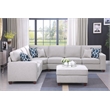Devion Furniture 7-Piece Upholstered Fabric Sectional with Ottoman in Light Gray