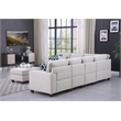 Devion Furniture 7-Piece Upholstered Fabric Sectional with Ottoman in Light Gray