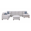 Devion Furniture 8-Piece Upholstered Fabric Sectional with Chaise in Light Gray