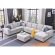 Devion Furniture 8-Piece Upholstered Fabric Sectional with Chaise in Light Gray