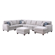 Devion Furniture 8-Piece Upholstered Fabric Sectional with Chaise in Light Gray