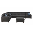 Devion Furniture 8-Piece Upholstered Fabric Sectional with Ottoman in Gray