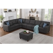 Devion Furniture 8-Piece Upholstered Fabric Sectional with Ottoman in Gray