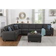 Devion Furniture 8-Piece Upholstered Fabric Sectional with Ottoman in Gray