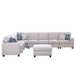 Devion Furniture 8-Piece Upholstered Fabric Sectional with Ottoman in Light Gray