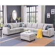 Devion Furniture 8-Piece Upholstered Fabric Sectional with Ottoman in Light Gray