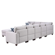 Devion Furniture 8-Piece Upholstered Fabric Sectional with Ottoman in Light Gray