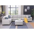 Devion Furniture 8-Piece Upholstered Fabric Sectional with Ottoman in Light Gray