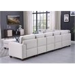 Devion Furniture 8-Piece Upholstered Fabric Sectional with Ottoman in Light Gray