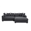 3 - Piece Upholstered Corduroy Sectional Sofa With Chaise- Dark Gray