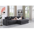 3 - Piece Upholstered Corduroy Sectional Sofa With Chaise- Dark Gray