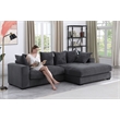 3 - Piece Upholstered Corduroy Sectional Sofa With Chaise- Dark Gray