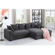 3 - Piece Upholstered Corduroy Sectional Sofa With Chaise- Dark Gray