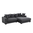 3 - Piece Upholstered Corduroy Sectional Sofa With Chaise- Dark Gray