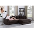 3 - Piece Upholstered Corduroy Sectional Sofa With Chaise-Brown
