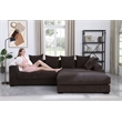 3 - Piece Upholstered Corduroy Sectional Sofa With Chaise-Brown