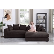 3 - Piece Upholstered Corduroy Sectional Sofa With Chaise-Brown