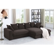 3 - Piece Upholstered Corduroy Sectional Sofa With Chaise-Brown