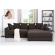 3 - Piece Upholstered Corduroy Sectional Sofa With Chaise-Brown