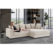 3 - Piece Upholstered Corduroy Sectional Sofa With Chaise-Beige