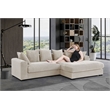 3 - Piece Upholstered Corduroy Sectional Sofa With Chaise-Beige