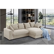 3 - Piece Upholstered Corduroy Sectional Sofa With Chaise-Beige