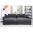 4-Piece Upholstered Corduroy Sectional Sofa With Chaise & Ottoman-Dark Gray