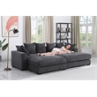 4-Piece Upholstered Corduroy Sectional Sofa With Chaise & Ottoman-Dark Gray