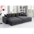 4-Piece Upholstered Corduroy Sectional Sofa With Chaise & Ottoman-Dark Gray