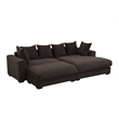 4-Piece Upholstered Corduroy Sectional Sofa With Chaise & Ottoman-Brown