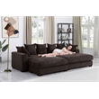4-Piece Upholstered Corduroy Sectional Sofa With Chaise & Ottoman-Brown
