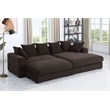 4-Piece Upholstered Corduroy Sectional Sofa With Chaise & Ottoman-Brown