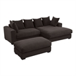 4-Piece Upholstered Corduroy Sectional Sofa With Chaise & Ottoman-Brown