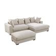4-Piece Upholstered Corduroy Sectional Sofa With Chaise & Ottoman-Beige