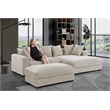 4-Piece Upholstered Corduroy Sectional Sofa With Chaise & Ottoman-Beige
