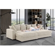 4-Piece Upholstered Corduroy Sectional Sofa With Chaise & Ottoman-Beige