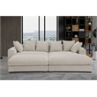 4-Piece Upholstered Corduroy Sectional Sofa With Chaise & Ottoman-Beige