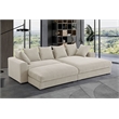 4-Piece Upholstered Corduroy Sectional Sofa With Chaise & Ottoman-Beige
