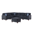 Devion Furniture 7-Piece Upholstered Modern Chenille Sectional in Black