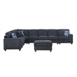 Devion Furniture 8-Piece Upholstered Modern Chenille Sectional in Black