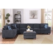 Devion Furniture 8-Piece Upholstered Modern Chenille Sectional in Black