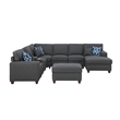 8-Piece Linen Fabric Upholstered Sectional With Console & Chaise-Dark Gray