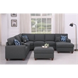 8-Piece Linen Fabric Upholstered Sectional With Console & Chaise-Dark Gray