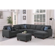 8-Piece Linen Fabric Upholstered Sectional With Console & Chaise-Dark Gray