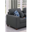 8-Piece Linen Fabric Upholstered Sectional With Console & Ottoman-Dark Gray