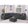 8-Piece Linen Fabric Upholstered Sectional With Console & Ottoman-Dark Gray